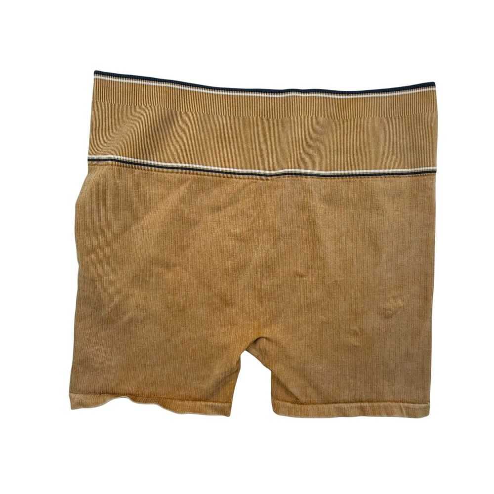 Free People Movement Varsity Tipping Ribbed Biker Shorts Mustard Yellow M L